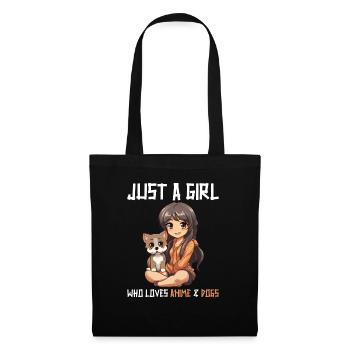Kawaii Girl Anime Manga Fille et Chien - Sac en tissu - noir - Devant