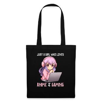 Kawaii Girl Anime Manga Fille Chat - Sac en tissu - noir - Devant