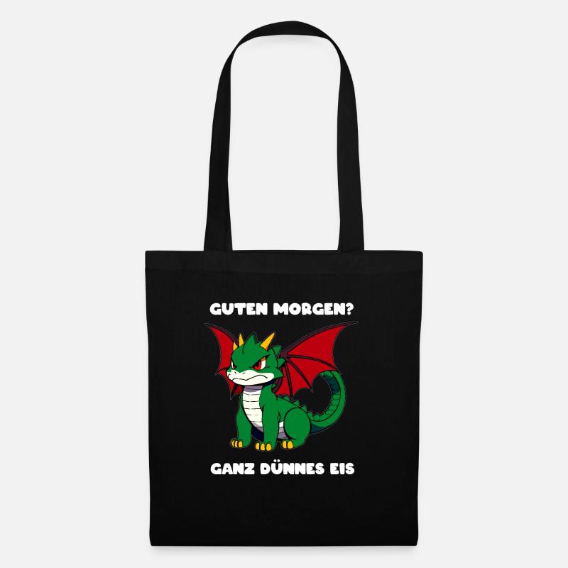 Guten Morgen? Ganz dünnes Eis! Drache, niedlich - Stoffbeutel - Schwarz