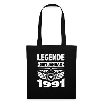 Januar 1991 Legende seit 33 Jahren Mann Frau - Stoffbeutel - Schwarz - Vorne
