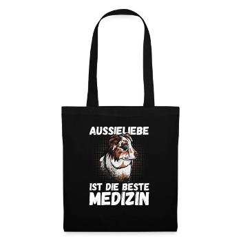 Australian Shepherd Hund Aussie - Stoffbeutel - Schwarz - Vorne