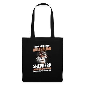 Australian Shepherd Hund Aussie - Stoffbeutel - Schwarz - Vorne