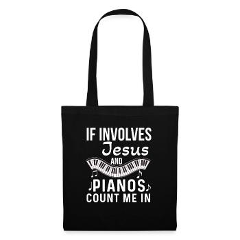 Pianiste chrétien Jésus Pianiste Musicien - Sac en tissu - noir - Devant