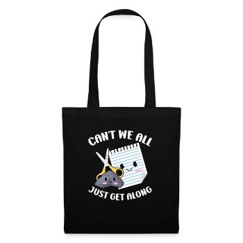 Ciseaux Papier Pierre Drôle Groupe Kawaii - Sac en tissu - noir - Devant