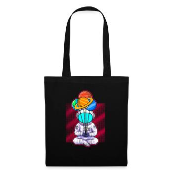 Astronaute tenant des ballons de planète Système solaire - Sac en tissu - noir - Devant