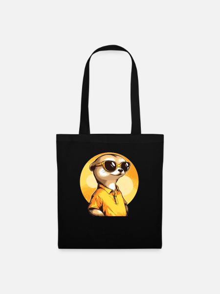 Erdmännchen Mit Sonnenbrille Meerkat - Stoffbeutel - Schwarz