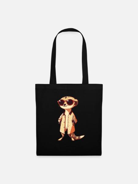 Erdmännchen Mit Sonnenbrille Meerkat - Stoffbeutel - Schwarz