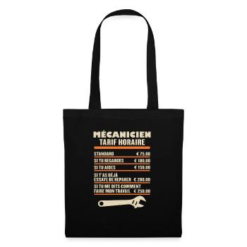 Mécanicien Tarif Horaire - Sac en tissu - noir - Devant