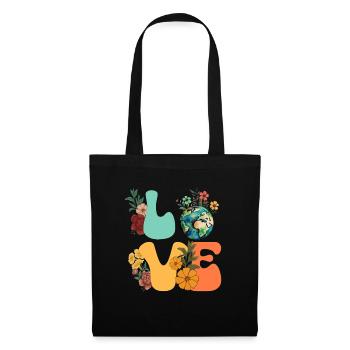 Erde Tag Groovy Hippie 70s Retro Retro - Stoffbeutel - Schwarz - Vorne