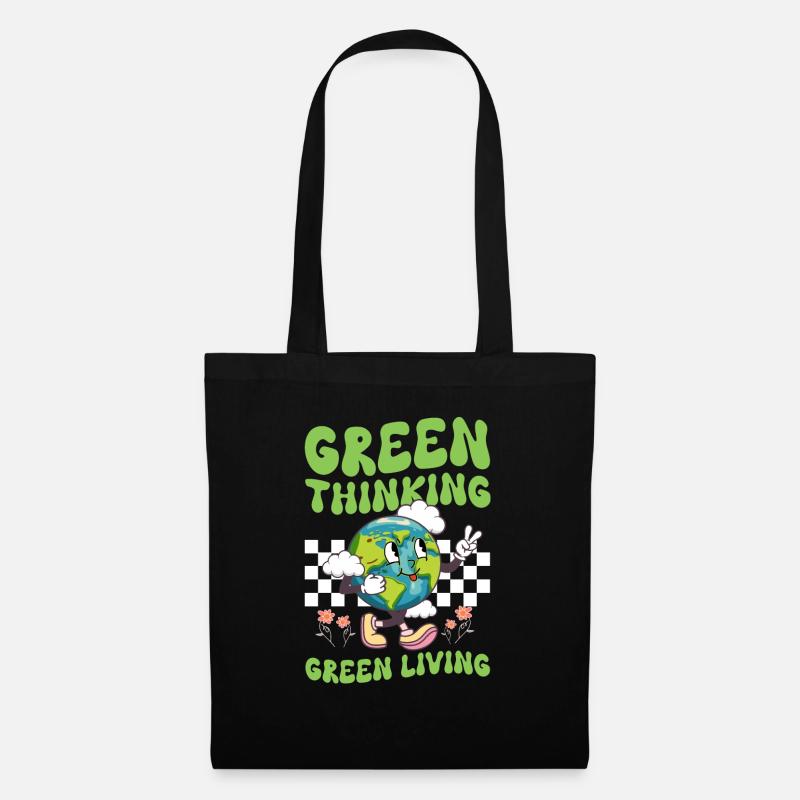Erde Tag Groovy Hippie 70s Retro Retro - Stoffbeutel - Schwarz