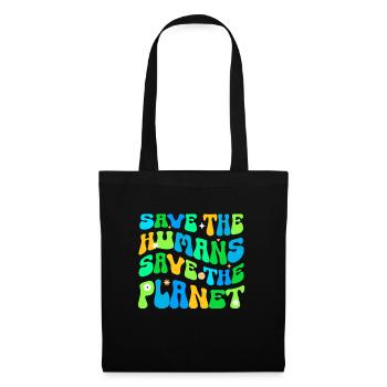 Erde Tag Groovy Hippie 70s Retro Retro - Stoffbeutel - Schwarz - Vorne