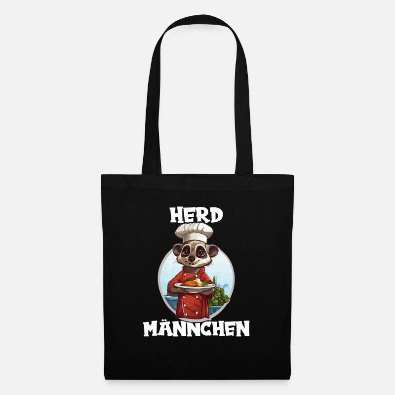Erdmännchen kochen Koch Kochmütze Herdmännchen - Stoffbeutel - Schwarz