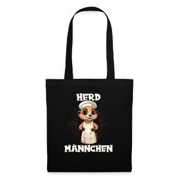Erdmännchen kochen Koch Kochmütze Herdmännchen - Stoffbeutel - Schwarz - Vorne
