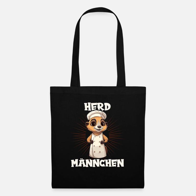 Erdmännchen kochen Koch Kochmütze Herdmännchen - Stoffbeutel - Schwarz