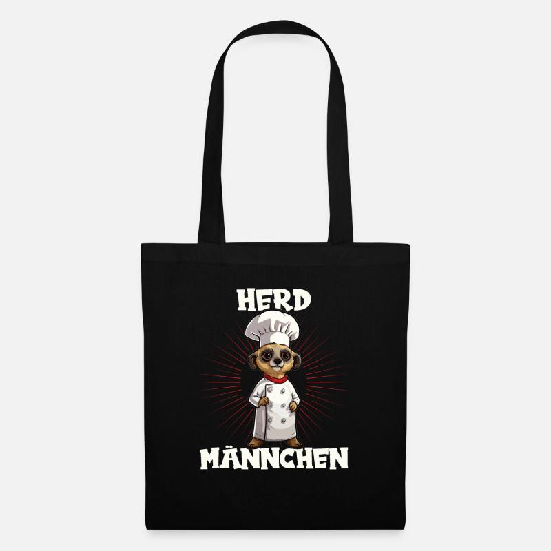 Erdmännchen kochen Koch Kochmütze Herdmännchen - Stoffbeutel - Schwarz