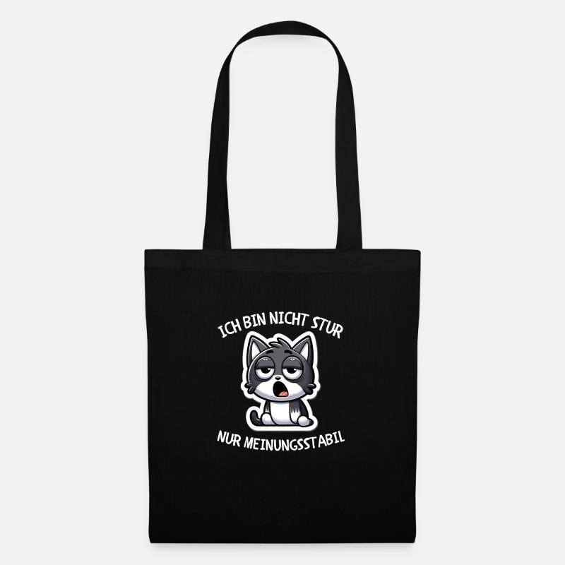 Nicht Stur, Nur Meinungsstabil Katze - Stoffbeutel - Schwarz