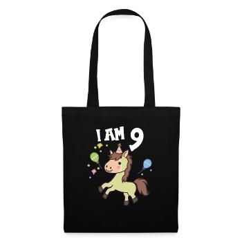 J'ai 9 ans Chevaux Cheval 9ème anniversaire - Sac en tissu - noir - Devant