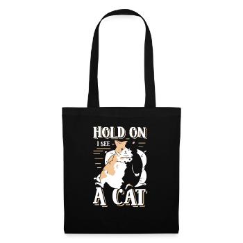 "hold On I See Cat Lover Kitten Owner Kawaii Cat - Tote Bag - black - Front