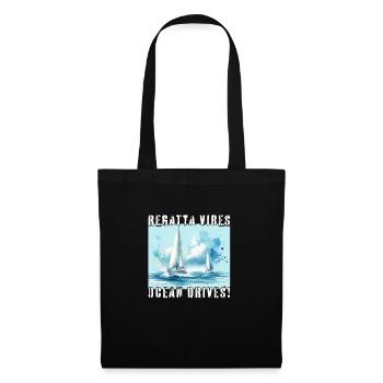 Voilier en course - Sac en tissu - noir - Devant