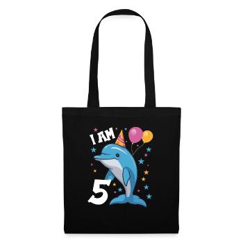 I'm 5 years old Dolphins Delfin 5th birthday - Tote Bag - black - Front