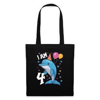 J'ai 4 ans, dauphins, 4ème anniversaire - Sac en tissu - noir - Devant