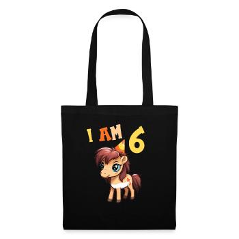 J'ai 6 ans Chevaux Cheval 6ème anniversaire - Sac en tissu - noir - Devant