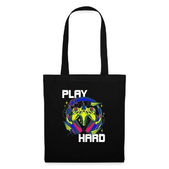 Play Hard Gamer Controller Neon Design - Stoffbeutel - Schwarz - Vorne