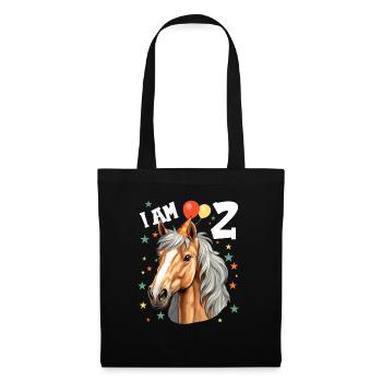 I Am 2 Years Old Horses Horse 2nd Birthday - Tote Bag - black - Front