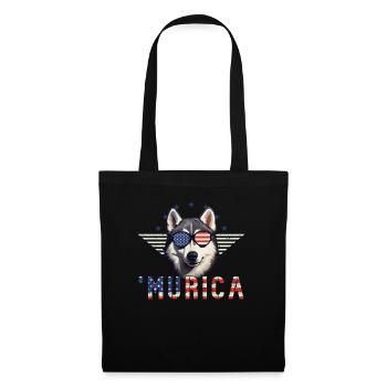 Siberian Husky Sunglasses Murica Flag - Tote Bag - black - Front
