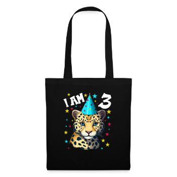 Ich bin 3 Jahre alt Leoparde Leopard 3. Geburtstag - Stoffbeutel - Schwarz - Vorne