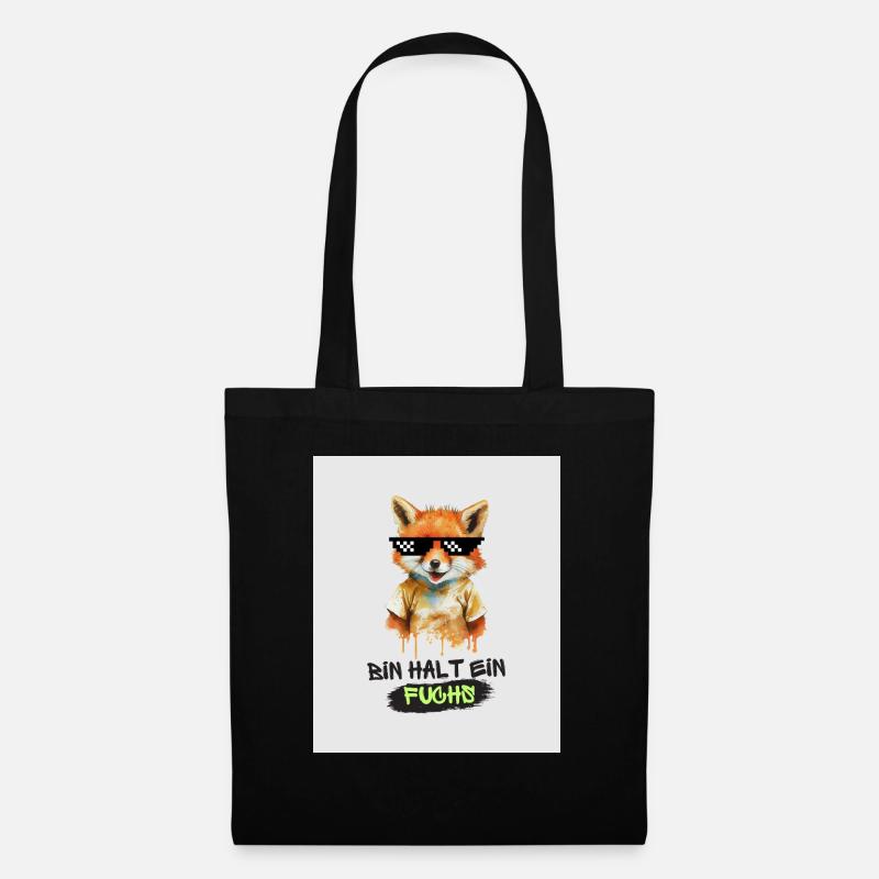 Bin halt ein Fuchs - Version 1 - Stoffbeutel - Schwarz