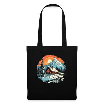 Winter Hut Mountains Snow Skiers Ski - Tote Bag - black - Front