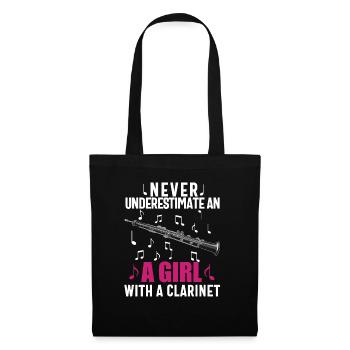 Joueur de clarinette pour fille Femmes Fille Drôle - Sac en tissu - noir - Devant