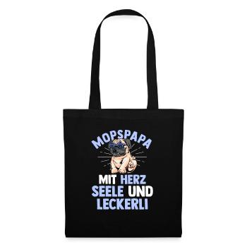 Mopspapa Hundepapa Hund Mops - Stoffbeutel - Schwarz - Vorne