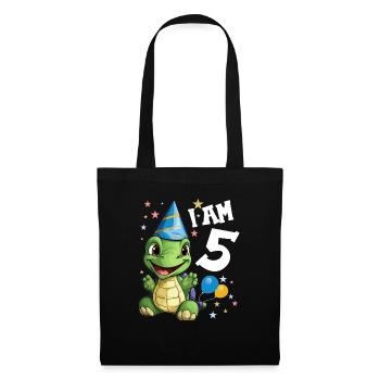 Je suis 5 Tortues Tortue 5e anniversaire - Sac en tissu - noir - Devant