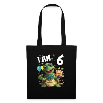 Je suis 6 tortues Tortue 6e anniversaire - Sac en tissu - noir - Devant