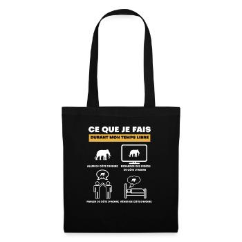 côte d'ivoire éléphant durant temps libre - Sac en tissu - noir - Devant