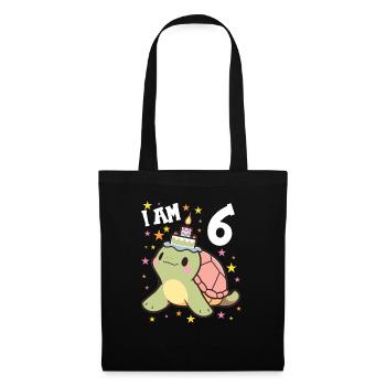 Je suis 6 tortues Tortue 6e anniversaire - Sac en tissu - noir - Devant