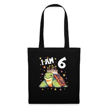 Je suis 6 tortues Tortue 6e anniversaire - Sac en tissu - noir - Devant