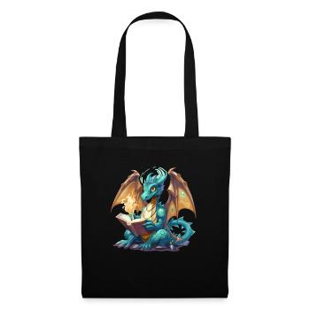 Dragons Und Bücher Nerd Dragon Liebhaber - Stoffbeutel - Schwarz - Vorne