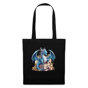 Dragons Und Bücher Nerd Dragon Liebhaber - Stoffbeutel - Schwarz - Vorne