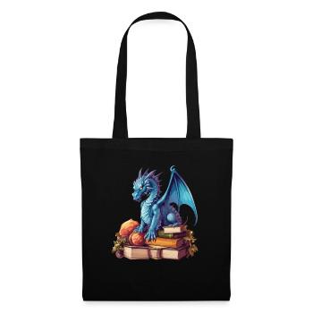 Dragons Und Bücher Nerd Dragon Liebhaber - Stoffbeutel - Schwarz - Vorne