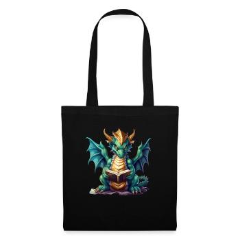 Dragons Und Bücher Nerd Dragon Liebhaber - Stoffbeutel - Schwarz - Vorne