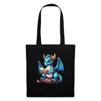 Dragons Und Bücher Nerd Dragon Liebhaber - Stoffbeutel - Schwarz - Vorne