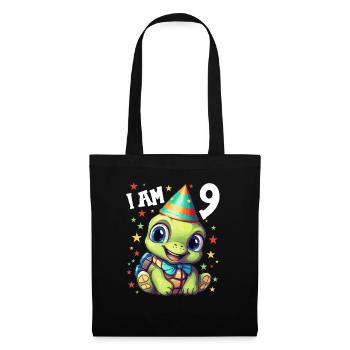 Je suis 9 Tortues Tortue 9e anniversaire - Sac en tissu - noir - Devant