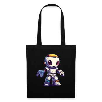 Robot mignon Joueur Robot de jeu drôle - Sac en tissu - noir - Devant