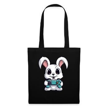 Mignon Lapin Joueur Drôle Lapin De Jeu - Sac en tissu - noir - Devant