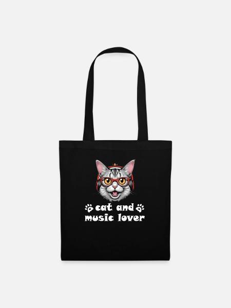 Katzen-Musik Design - Stoffbeutel - Schwarz