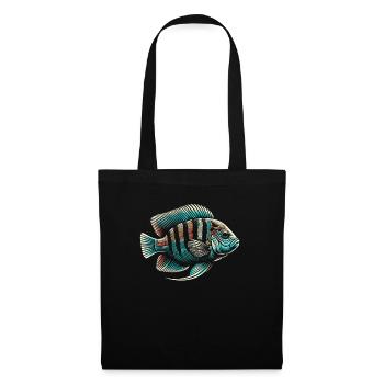Buntbarsch Fischliebhaber Süßwasser Aquaristik Aquarium - Stoffbeutel - Schwarz - Vorne