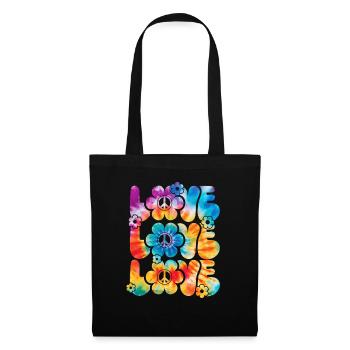 Groovy Tie Dye rétro des années 70 Hippie Vintage - Sac en tissu - noir - Devant